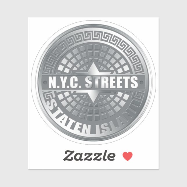 NYC Streets Staten Island Manhole Cover Sticker (Sheet)