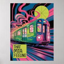 NYC Subway Transit Psychedelic MTA Train Art Style