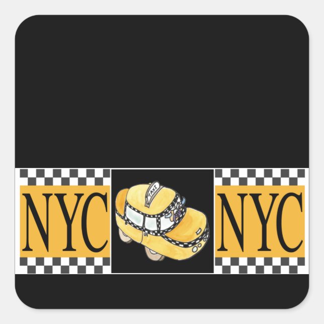 NYC Taxi Cab Square Sticker (Front)