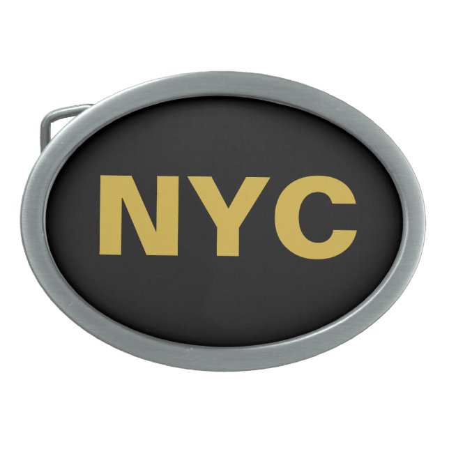 NYC Text Mark Belt Buckle for Trendy Outfits (Front)