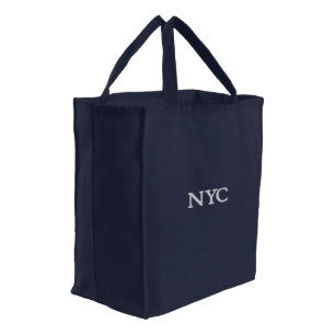 NYC Text Mark Stylish Embroidered Tote Bag Design
