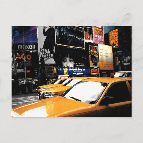NYC Times Square Broadway City Taxi Cabs Postcard