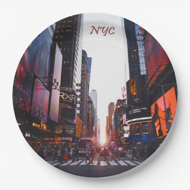 NYC Times Square New York City Paper Plates (Front)