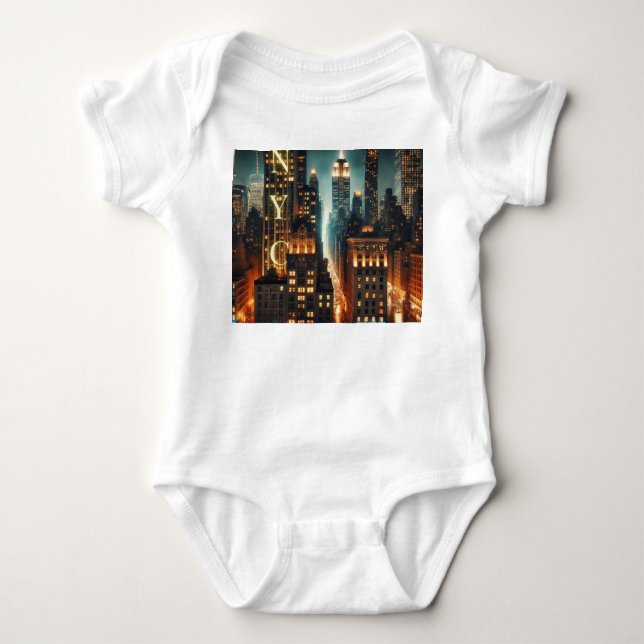 NYC Toddler Graphic T-Shirt – Iconic New York Cit Baby Bodysuit (Front)