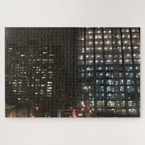 NYC Upper West Side Night Construction Site Jigsaw Puzzle