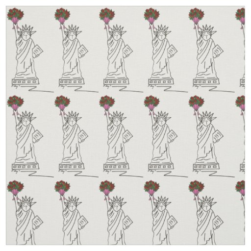 NYC Valentine Bouquet Statue of Liberty New York Fabric