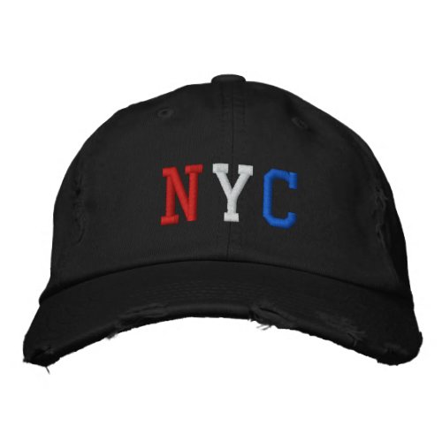 NYC Vintage Style American Red White Blue Embroidered Baseball Cap