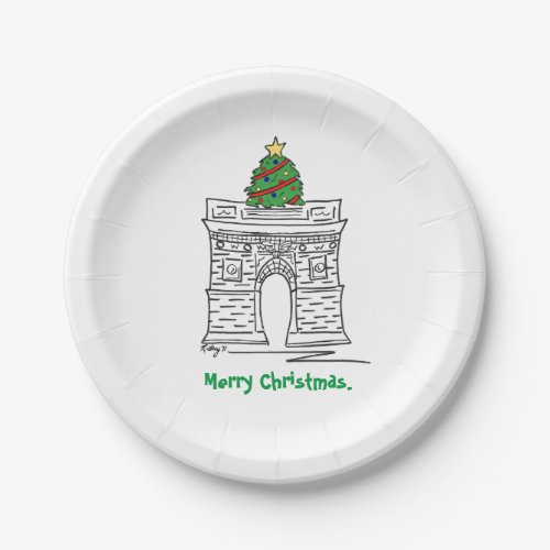 NYC Washington Square Christmas Tree New York Paper Plates