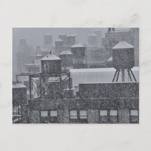 NYC Water Towers During Freak October Snow Storm Postcard
