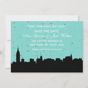 NYC Wide Silhouette DIY BG Color Save the Date Tur Invitation