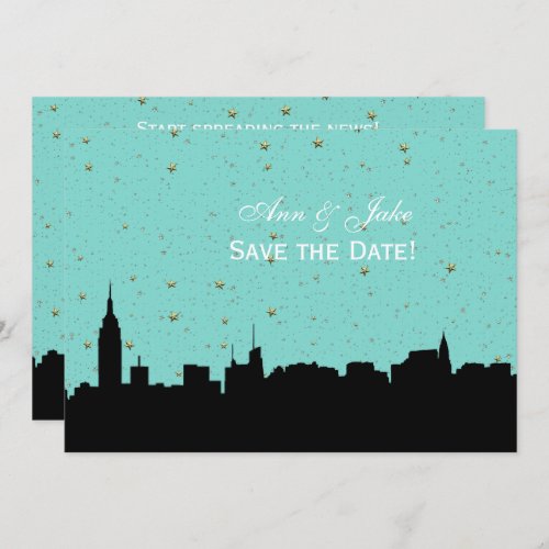 NYC Wide Silhouette DIY BG Color Save the Date Tur Invitation