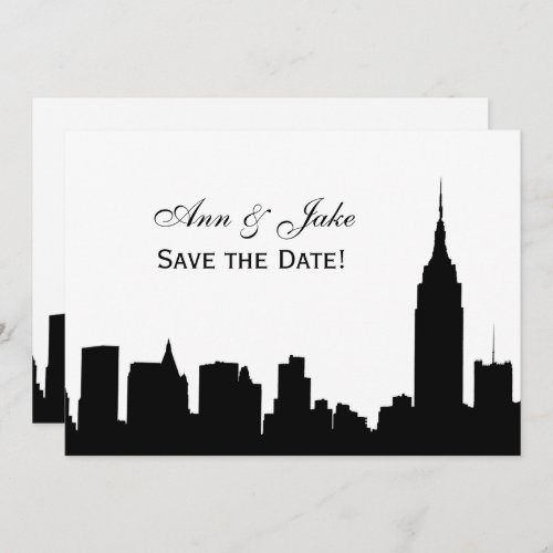 NYC Wide Silhouette DIY BG Color Save the Date WhR Invitation