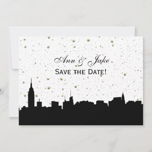 NYC Wide Silhouette DIY BG Color Save the Date Wht