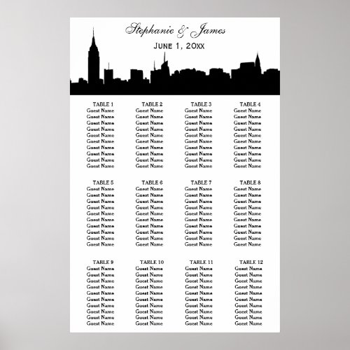 NYC Wide Silhouette DIY BG Color Seating Chart