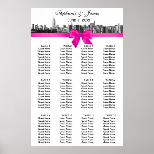 NYC Wide Skyline BW Hot Pink Bow Seating Chart