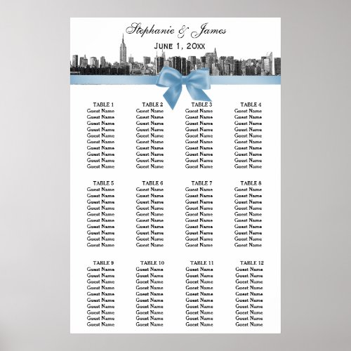 NYC Wide Skyline Etch BW Lt Blue Bow Seating Chart