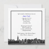 NYC Wide Skyline Etch BW Royal Bl Bridal Shower SQ Invitation (Back)