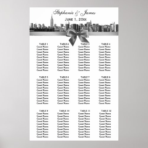 NYC Wide Skyline Etched BW Gray Bow Seating Chart