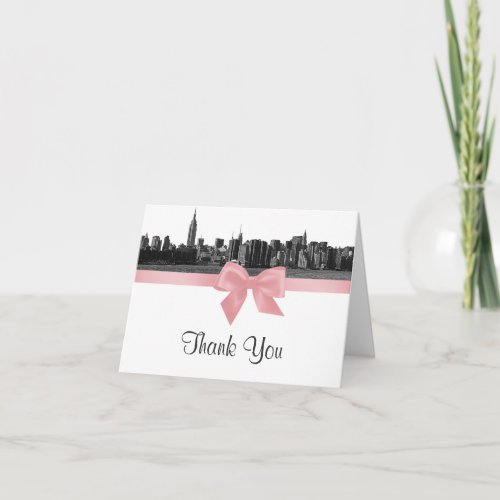 NYC Wide Skyline Etched BW Pink H Thank You