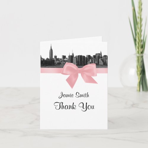 NYC Wide Skyline Etched BW Pink Thank You 2