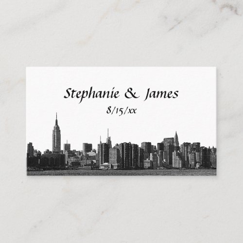 NYC Wide Skyline Etched Escort Cards Business Cards