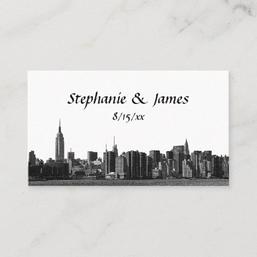 Customizable NYC Wide Skyline Etched Escort Cards Business Cards