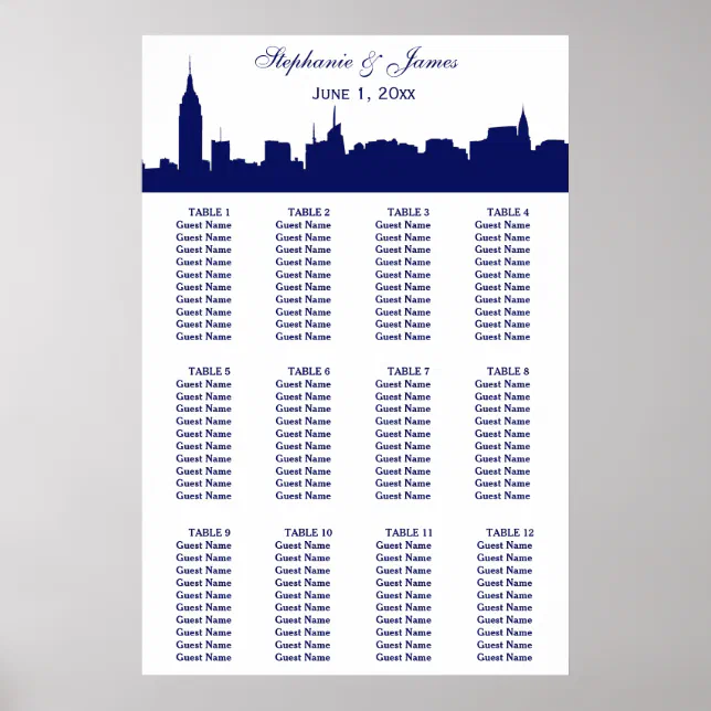 NYC Wide Skyline Silhouette DIY BG Blue Poster | Zazzle
