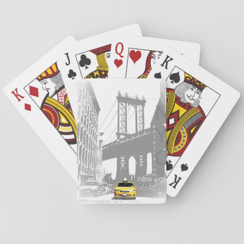 Nyc Yellow Taxi New York City Brooklyn Bridge Playing Cards