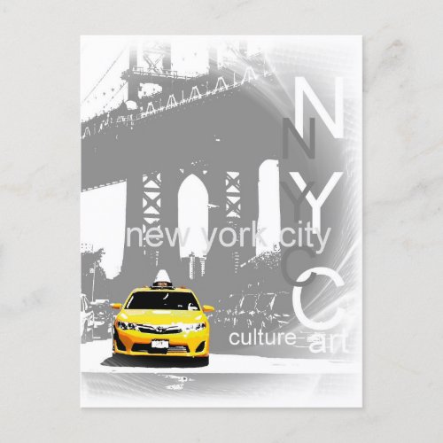 Nyc Yellow Taxi New York City Brooklyn Bridge Postcard