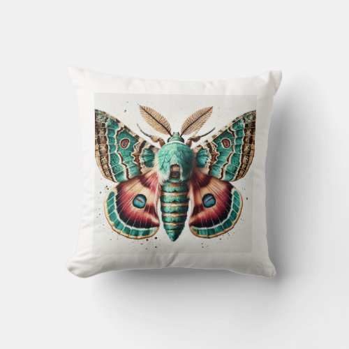 Nyceryx Moth 060724IREF122 _ Watercolor Throw Pillow