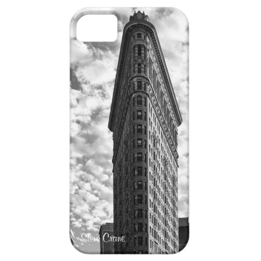 NYC's Flatiron Building, Cotton Ball Clouds BW iPhone SE/5/5s Case