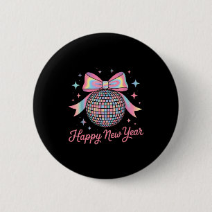 Nye Disco Ball Luxury Golden Happy New Year  Button