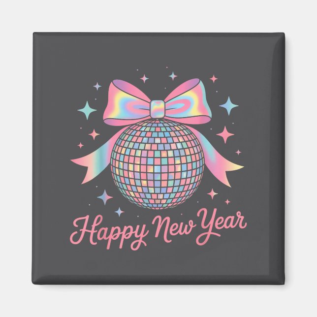 Nye Disco Ball Luxury Golden Happy New Year  Magnet (Front)