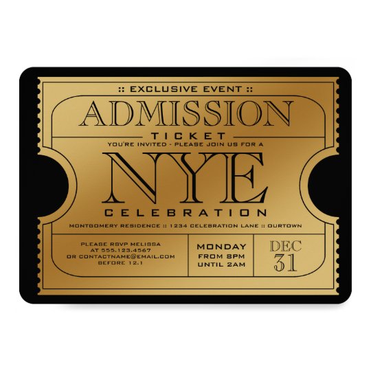 nye gold ticket party invitations zazzle com