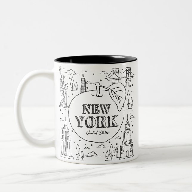NYE New York Vacation Souvenirs NYC Gift Two-Tone Coffee Mug (Left)