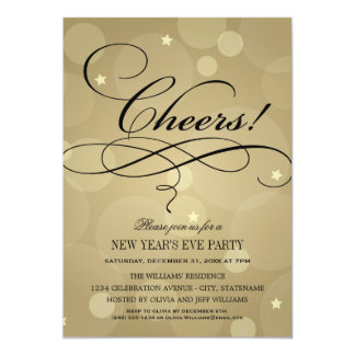 NYE Party Invitations | Champagne Cheers Theme