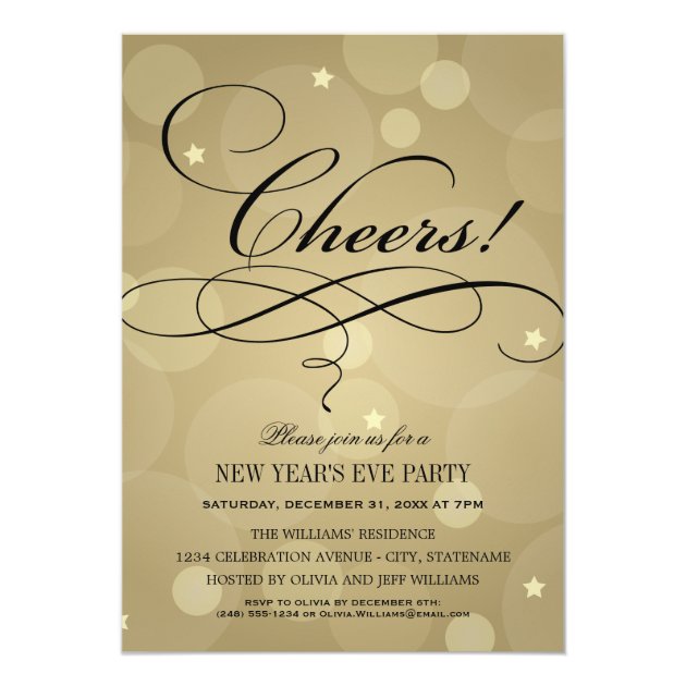 NYE Party Invitations | Champagne Cheers Theme