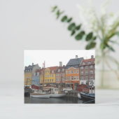 Nyhaven Boats and Canal Copenhagen Denmark Postcard (Standing Front)