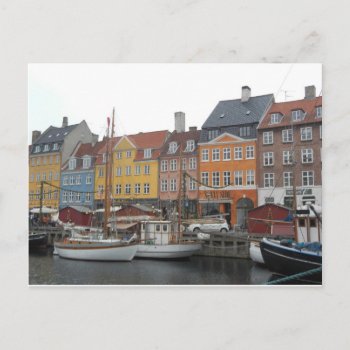 Nyhaven Boats And Canal Copenhagen Denmark Postcard by teknogeek at Zazzle