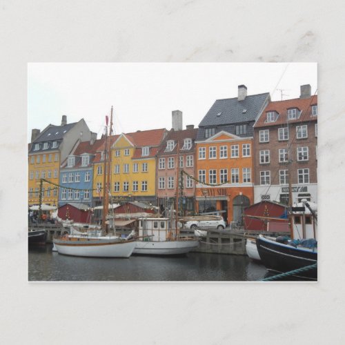 Nyhaven Boats and Canal Copenhagen Denmark Postcard