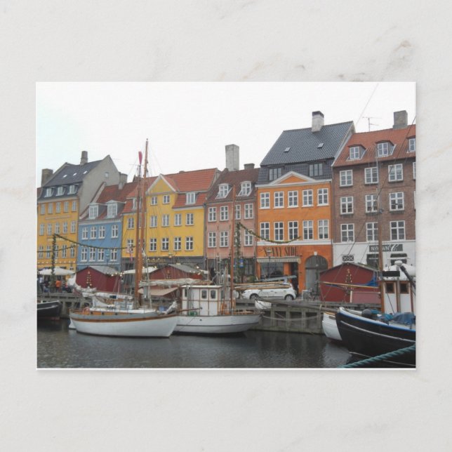 Nyhaven Boats and Canal Copenhagen Denmark Postcard (Front)