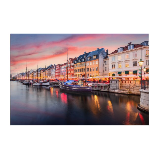 Nyhavn at sunrise in Copenhagen, Denmark Acrylic Print (Front)