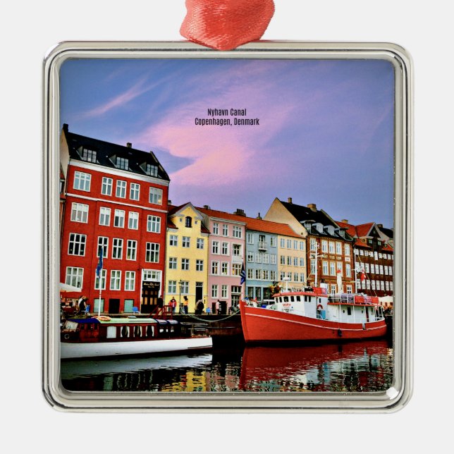 Nyhavn Canal, Copenhagen, Denmark, Metal Ornament (Front)