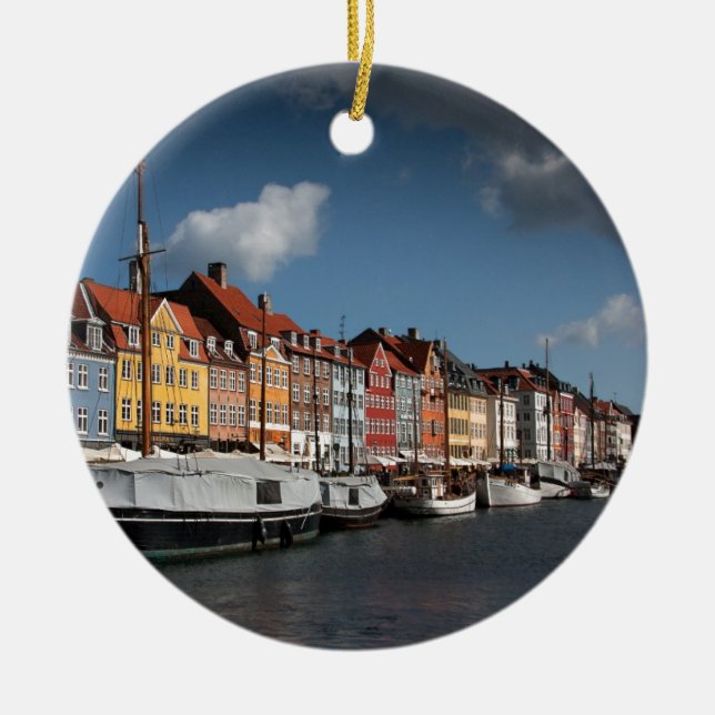 Nyhavn, Copenhagen Ceramic Ornament (Front)