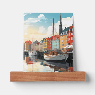 Nyhavn Copenhagen Harbor Denmark Travel Watercolor Picture Ledge