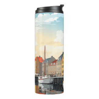 Nyhavn Copenhagen Harbor Denmark Travel Watercolor Thermal Tumbler