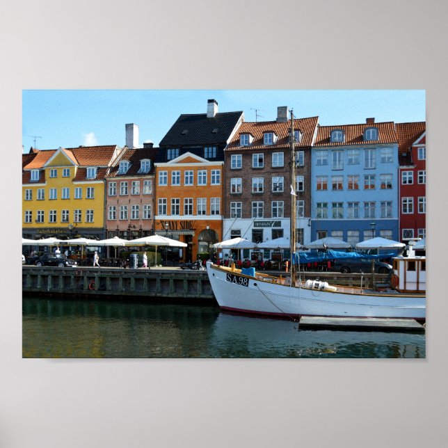 Nyhavn Harbor, Copenhagen, Denmark Poster (Front)