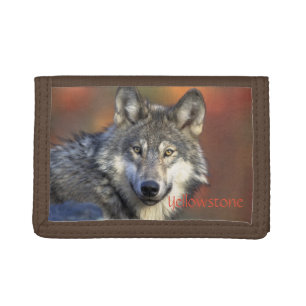 Nylon Tri-Fold Wallet/Wildlife Wolf Trifold Wallet