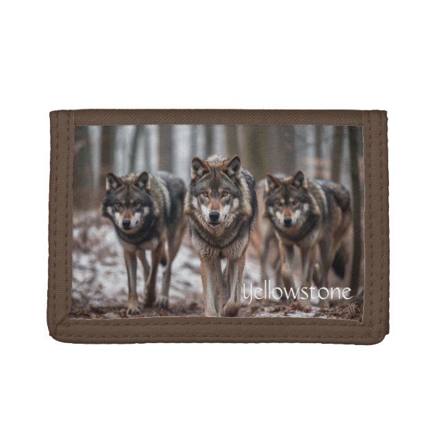 Nylon Tri-Fold Wallet/Wildlife Wolf Trifold Wallet (Front)