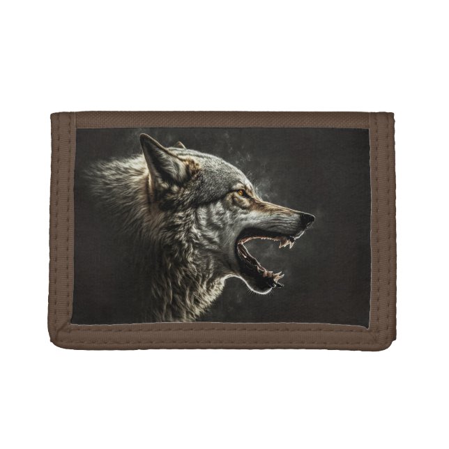 Nylon Tri-Fold Wallet/Wildlife Wolf Trifold Wallet (Front)
